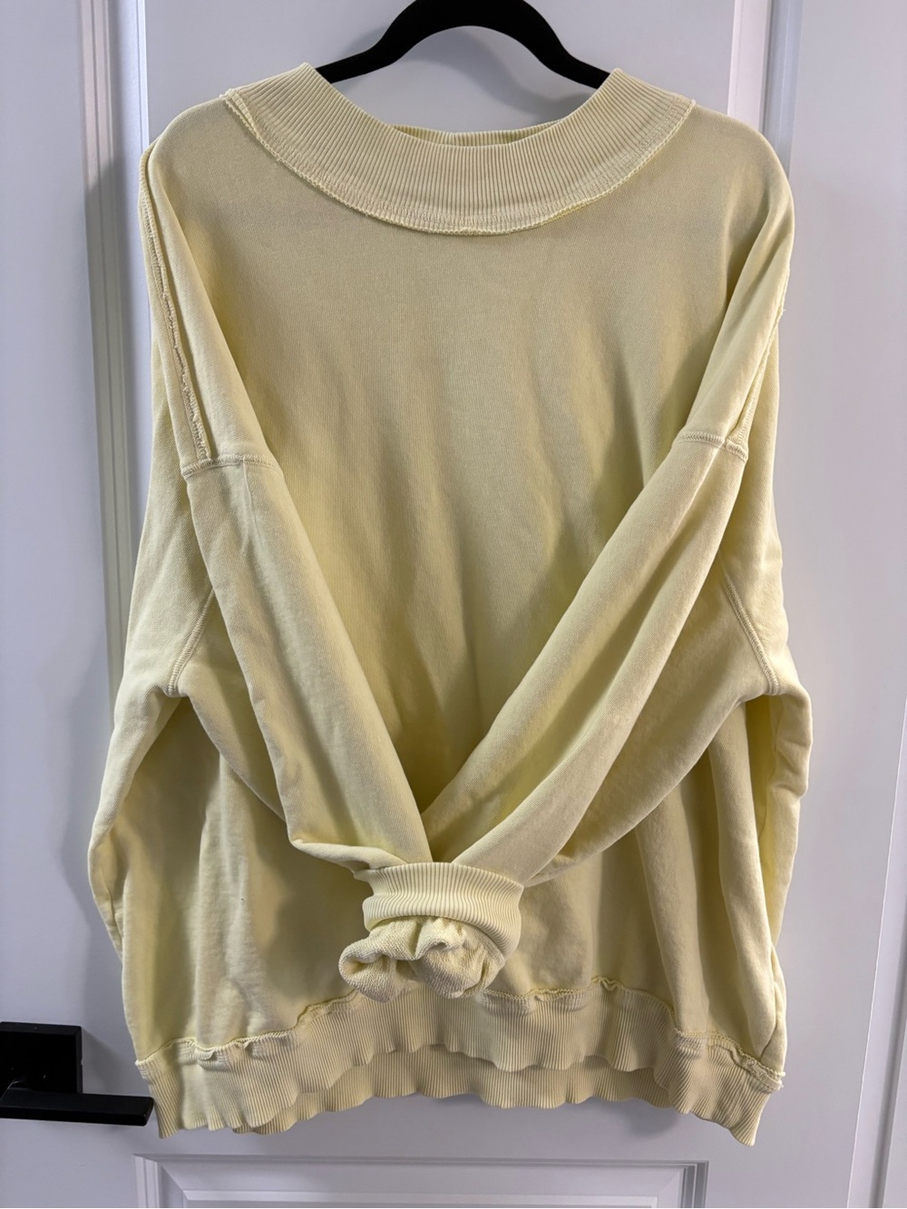 Free People Pale Yellow Oversized Crewneck Sweatshirt